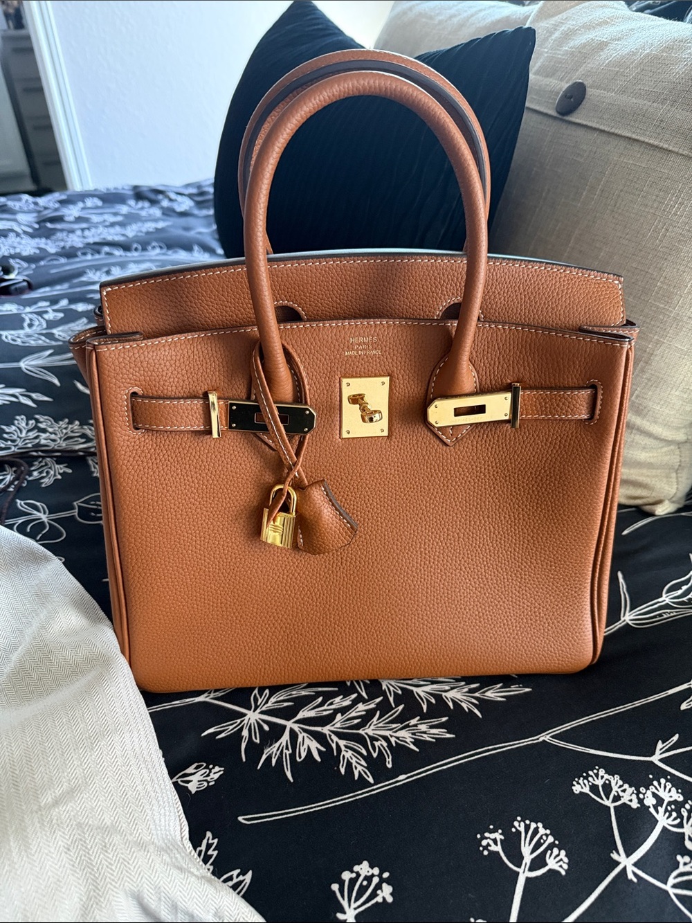 Classic Leather Top-Handle Bag in Tan